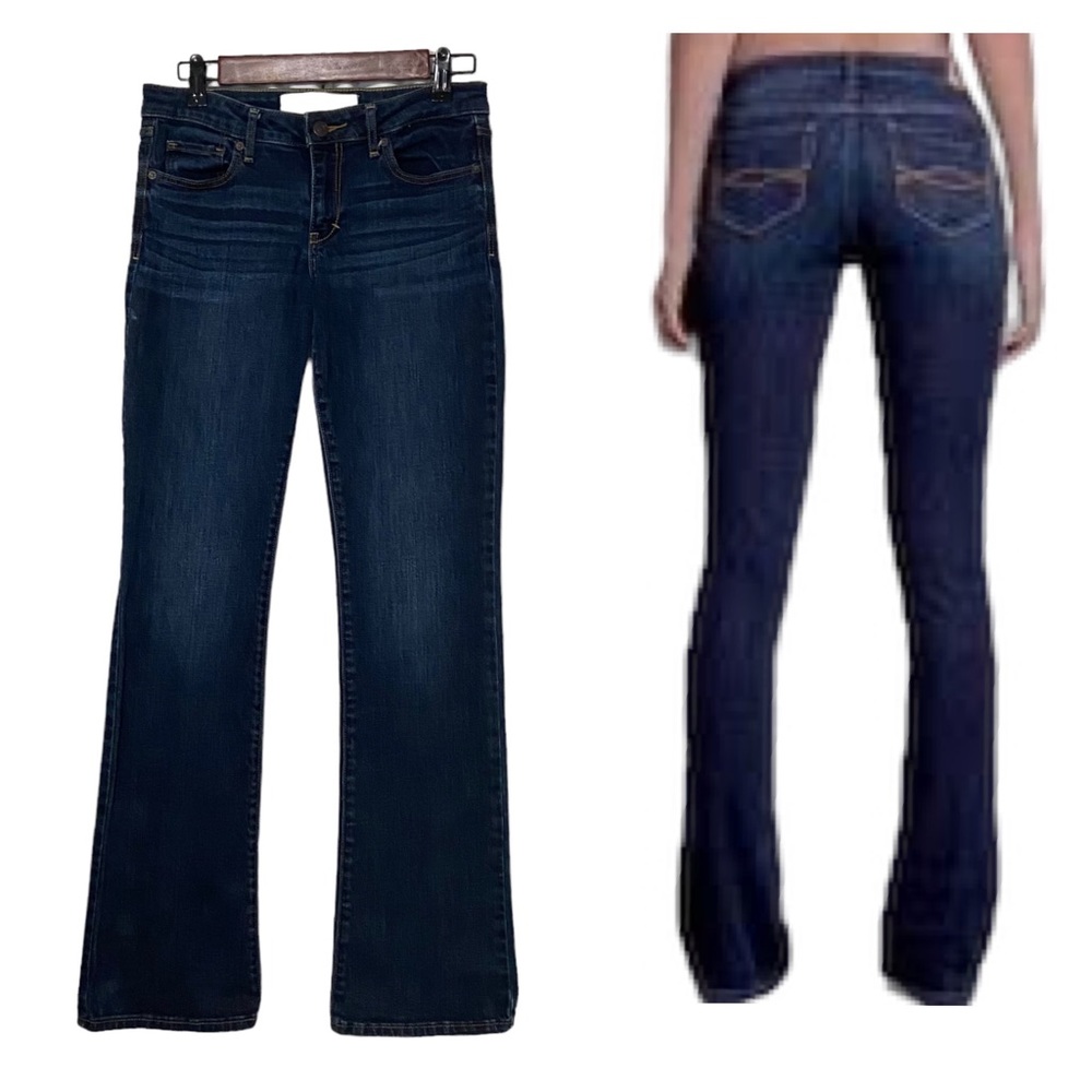 Y2K Abercrombie & Fitch Super Sexy “A&F” Low Rise Dark Indigo Wash Boot Cut 4